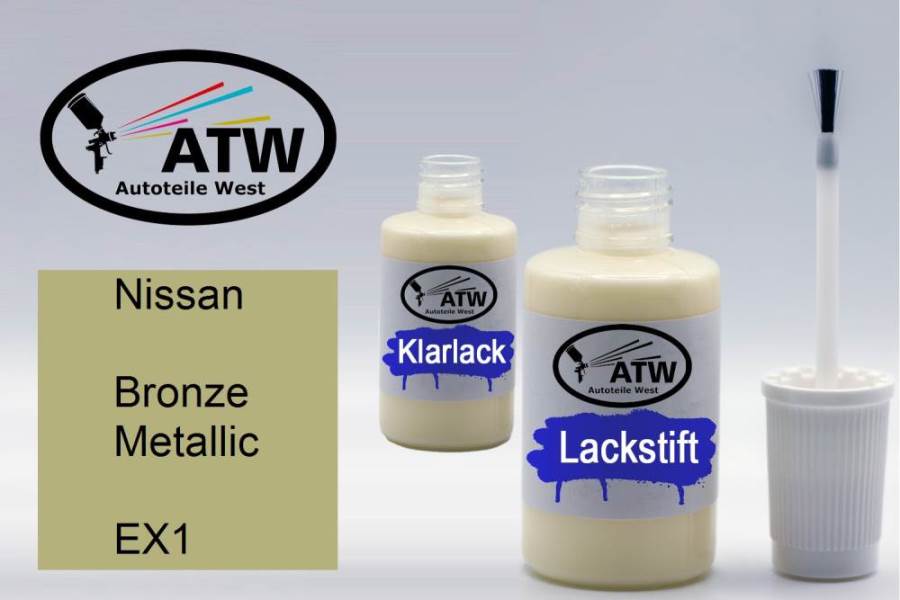 Nissan, Bronze Metallic, EX1: 20ml Lackstift + 20ml Klarlack - Set, von ATW Autoteile West.